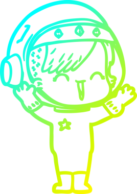 Bir insan tarafından çizilmiş gülen astronot bir kızın soğuk gradyan çizimi