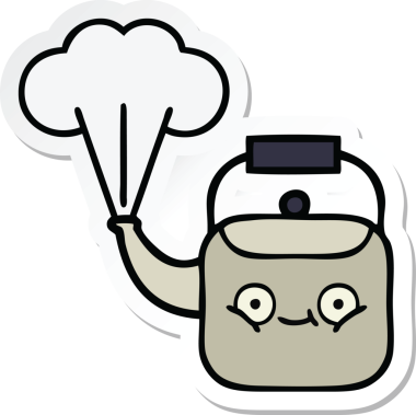 Bir insan tarafından çizilmiş dumanı tüten şirin bir çizgi film çıkartması.