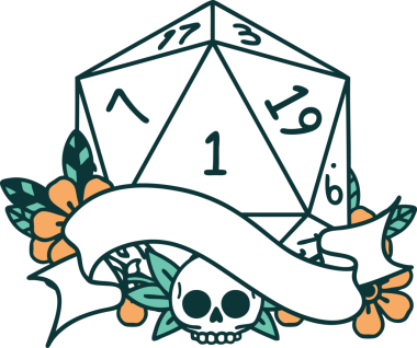 Retro Dövme Biçimi Doğal Bir d20 zar bir insan tarafından çizildi