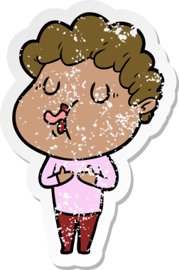 Bir insan tarafından çizilmiş bir çizgi film karakterinin sıkıntılı çıkartması.