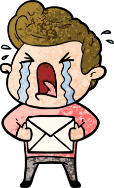 Bir insan tarafından çizilmiş ağlayan bir karikatür.