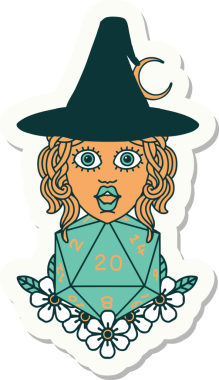 Bir insan tarafından çizilmiş doğal yirmi zarlı bir cadının çıkartması.