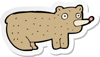 Bir insan tarafından çizilmiş komik bir ayının çıkartması.