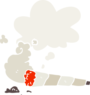 Düşünce baloncuklu çizgi film sigarası insan tarafından çizilmiş.