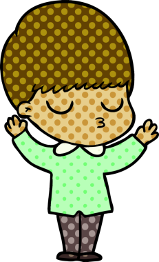 Bir insan tarafından çizilmiş sakin çocuk çizgi filmi.