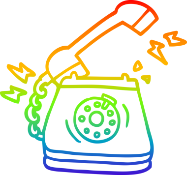 Gökkuşağı gradyan çizgi çizimi bir insan tarafından çizilmiş telefon çalan bir çizgi