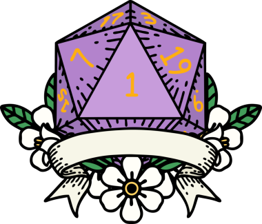 Retro Dövme Biçimi Doğal Bir d20 zar bir insan tarafından çizildi