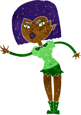 Bir insan tarafından çizilmiş vampir kız çizgi filmi.