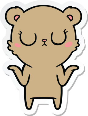 Bir insan tarafından çizilmiş barışçıl bir çizgi film ayısının çıkartması.