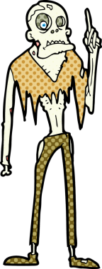 Bir insan tarafından çizilmiş bir zombi çizgi filmi.
