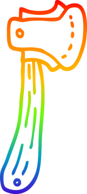 gökkuşağı gradyan çizgi çizimi bir insan tarafından çizilmiş uzun balta