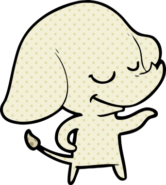 Bir insan tarafından çizilmiş gülümseyen bir fil.