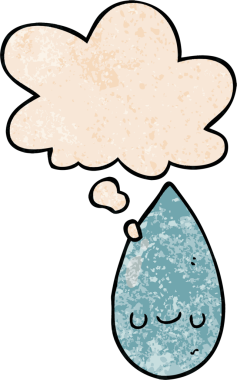 bir insan tarafından çizilmiş grunge desen biçiminde düşünce baloncuğu olan tatlı yağmur damlası.