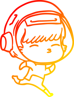 Bir insan tarafından çizilen çizgi film astronotunun sıcak çizgi çizimi