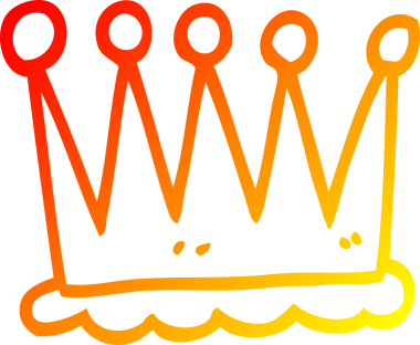 Bir insan tarafından çizilmiş basit bir karikatür taçının sıcak çizgi çizimi