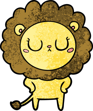 Bir insan tarafından çizilmiş çizgi film aslanı.