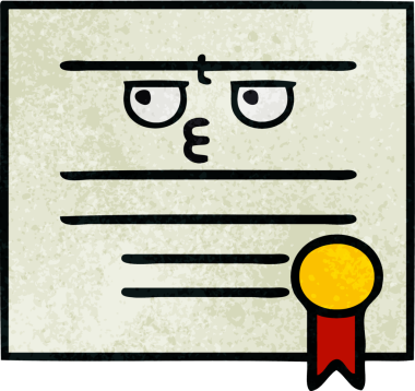 Bir insan tarafından çizilmiş mezuniyet diplomasının retro grunge dokusu.