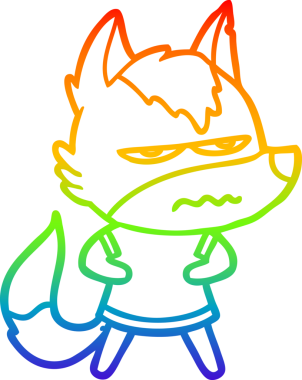 Gökkuşağı gradyan çizgi çizimi Bir insan tarafından çizilmiş rahatsız kurt