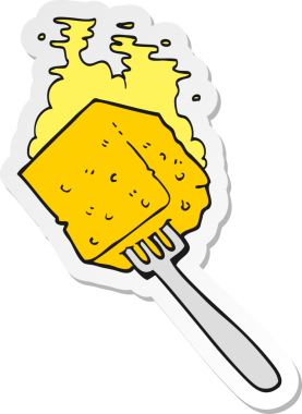 Bir insan tarafından çizilmiş çatallı peynirin çıkartması.