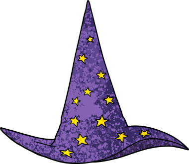 bir insan tarafından çizilmiş bir sihirbaz şapkası.