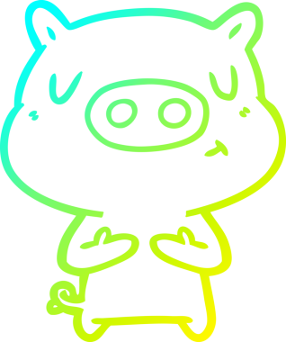 Bir insan tarafından çizilen çizgi film içerikli bir domuzun soğuk çizgi çizimi