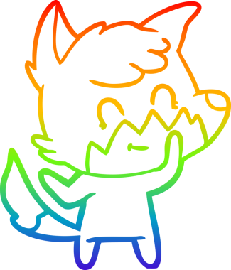 gökkuşağı gradyan çizgi çizimi bir insan tarafından çizilmiş mutlu tilki