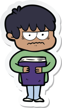 Bir insan tarafından çizilmiş kızgın bir çizgi film çocuğunun çıkartması.