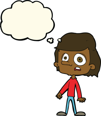 Bir insan tarafından çizilmiş, düşünceli bir çocuk.