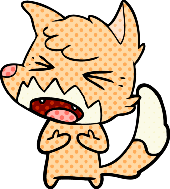 Bir insan tarafından çizilmiş kızgın çizgi film tilkisi.