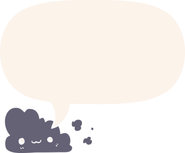 Konuşma baloncuğu olan sevimli çizgi film bulutu bir insan tarafından çizilmiş.