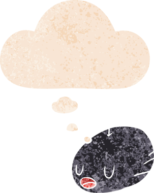 Homurdanan düşünce baloncuklu çizgi film örümceği bir insan tarafından çizilmiş dertli retro dokuma tarzı