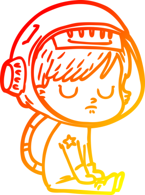 Bir insan tarafından çizilmiş bir astronot kadın çizgi çizimi.