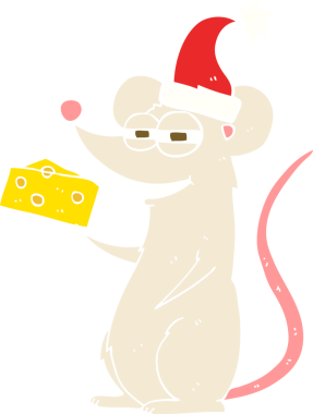 Bir insan tarafından çizilmiş noel faresinin düz renk çizimi