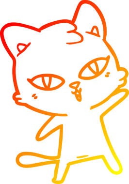 Bir insan tarafından çizilmiş çizgi film kedisinin sıcak çizgi çizimi