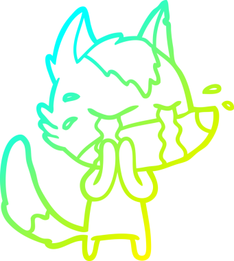 Bir insan tarafından çizilmiş ağlayan kurdun soğuk çizgi çizimi.