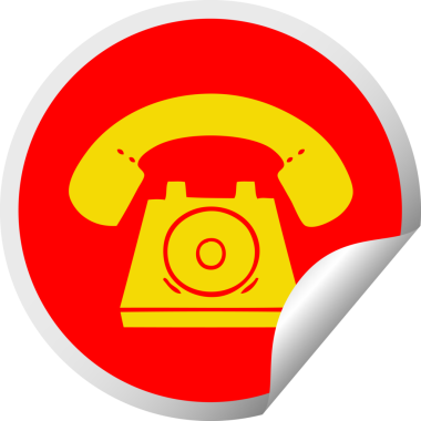 Bir insan tarafından çizilmiş eski bir telefonun dairesel soyma etiketi.