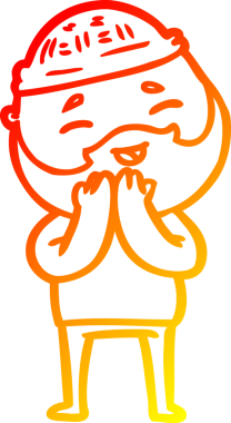 Bir insan tarafından çizilmiş mutlu sakallı bir adamın çizgi çizimi.