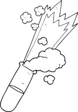 Bir insan tarafından çizilmiş siyah beyaz çizgi film bilim test tüpü.