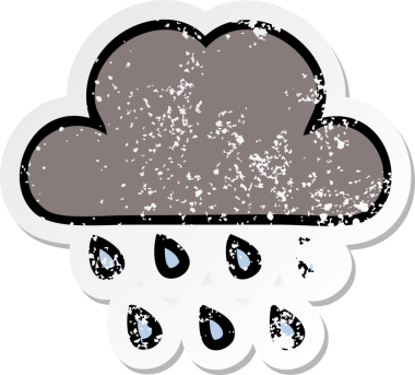 Bir insanın çizdiği yağmur bulutu çizgi filminin sıkıntılı çıkartması.