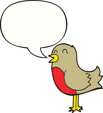 Bir insan tarafından çizilmiş konuşma balonlu çizgi film kuşu.