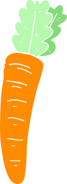 Bir insan tarafından çizilmiş havucun düz renk çizimi