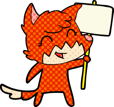 Bir insan tarafından çizilmiş mutlu çizgi film tilkisi.