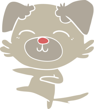 Bir insan tarafından çizilmiş düz renkli çizgi film köpek tekmesi.