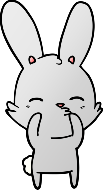 Bir insan tarafından çizilmiş meraklı tavşan çizgi filmi.