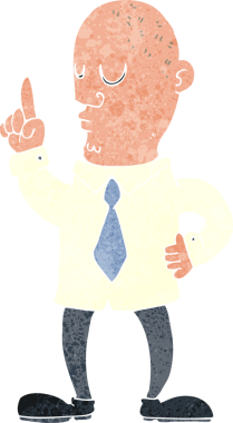 Bir insan tarafından çizilmiş bir fikri olan kel bir adam.