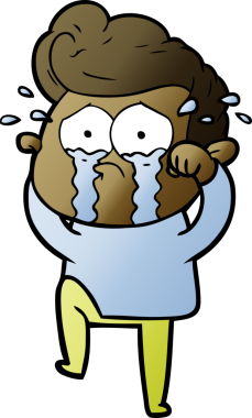 Bir insan tarafından çizilmiş ağlayan bir karikatür.