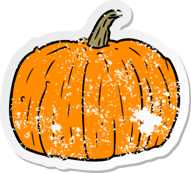 Bir insan tarafından çizilmiş karikatür balkabağı etiketi.