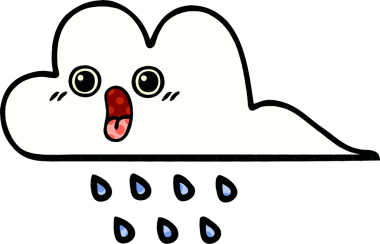 Bir insan tarafından çizilmiş bir yağmur bulutu çizgi filmi.