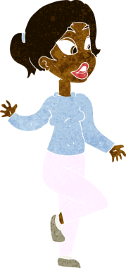 Çizgi film dostu bir kadın bir insan tarafından çiziliyor.