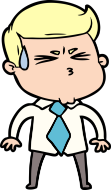 Bir insan tarafından çizilmiş terleyen çizgi film adamı.